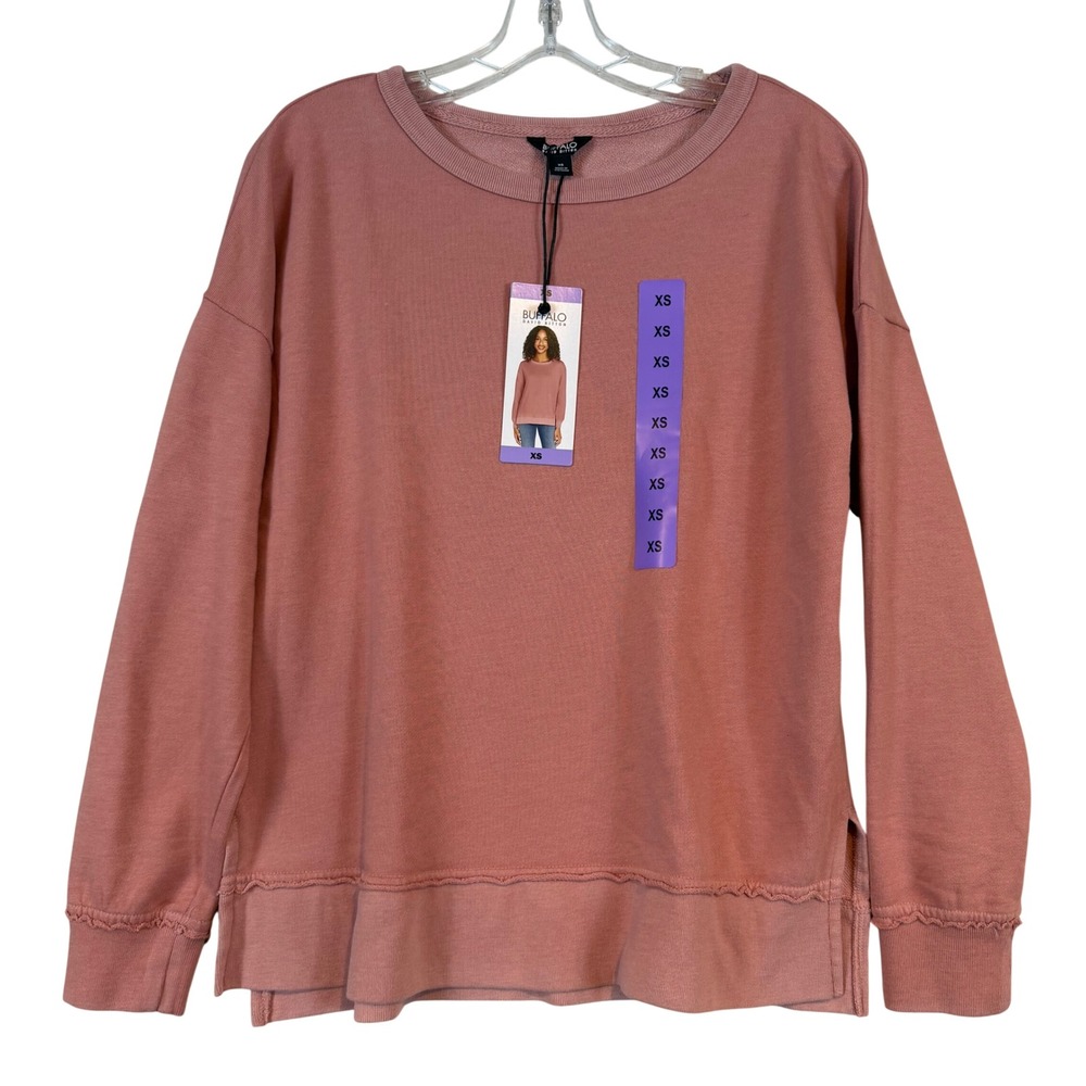 Buffalo David Bitton Women Old Rose French Terry Sweatshirt •XS• Cozy Athleisure